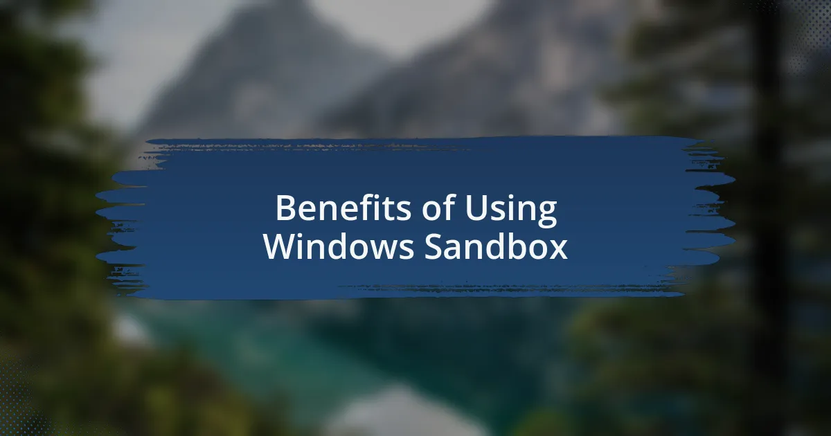 Benefits of Using Windows Sandbox