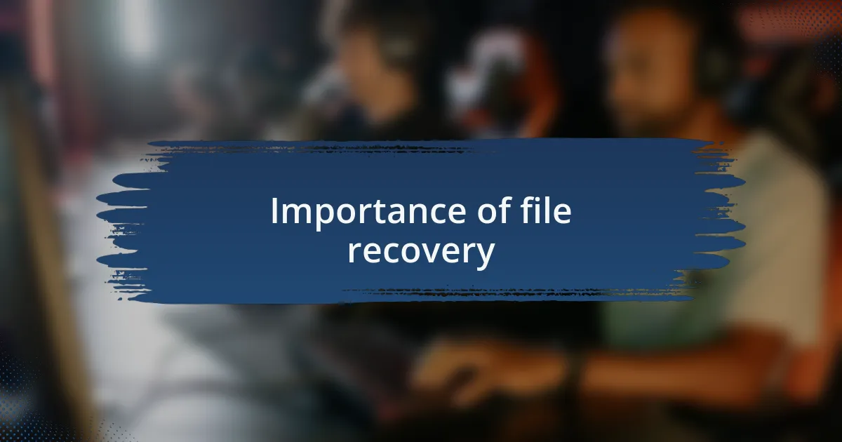 Importance of file recovery
