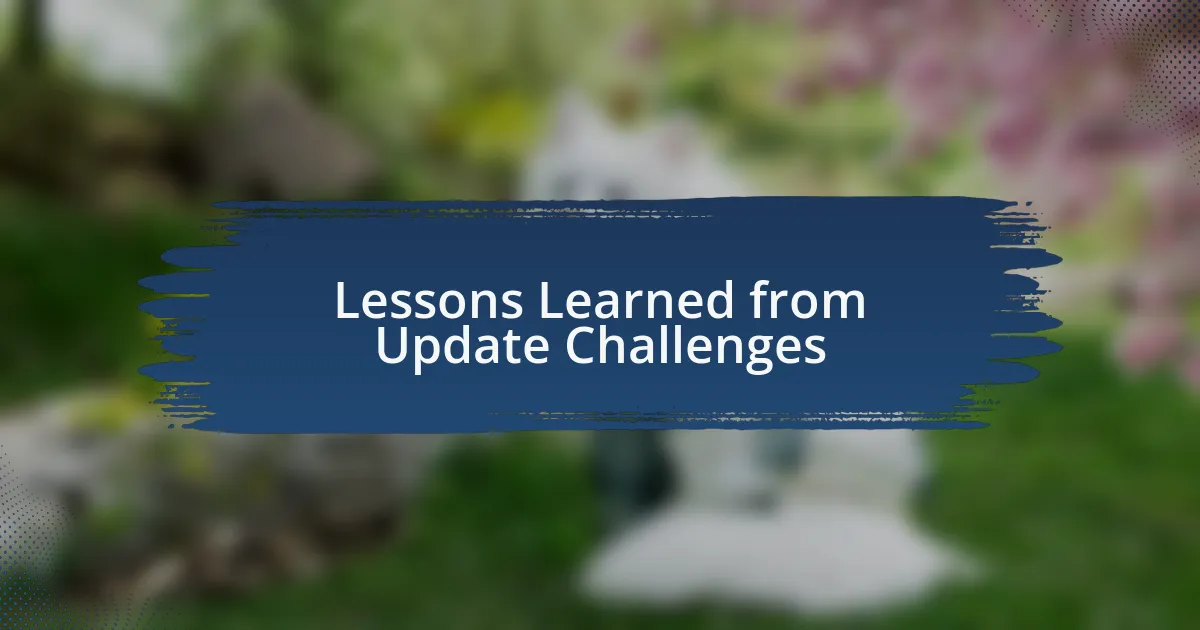 Lessons Learned from Update Challenges