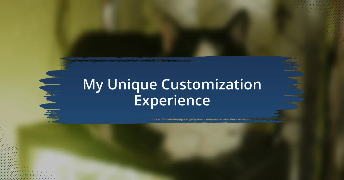 My Unique Customization Experience