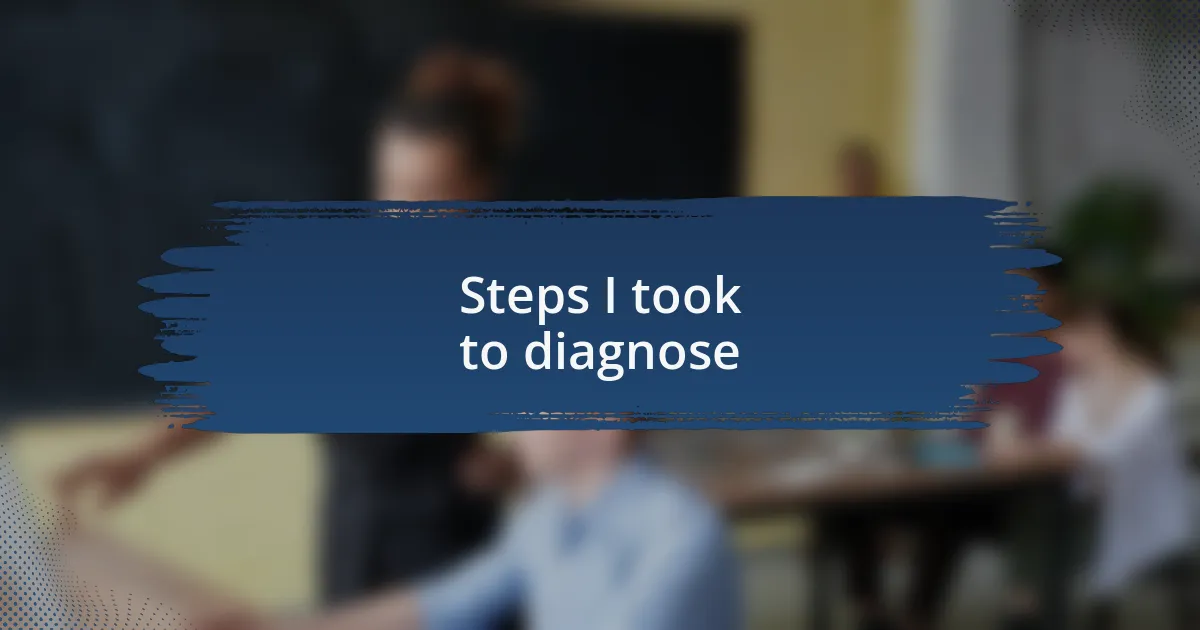 Steps I took to diagnose