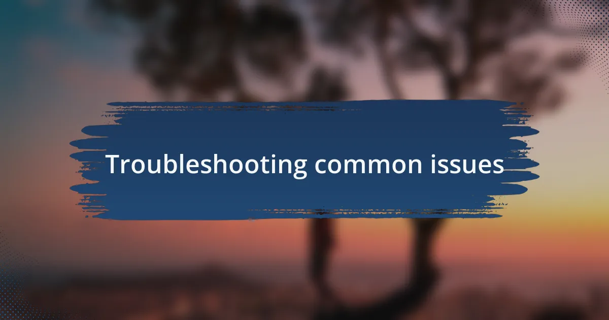 Troubleshooting common issues